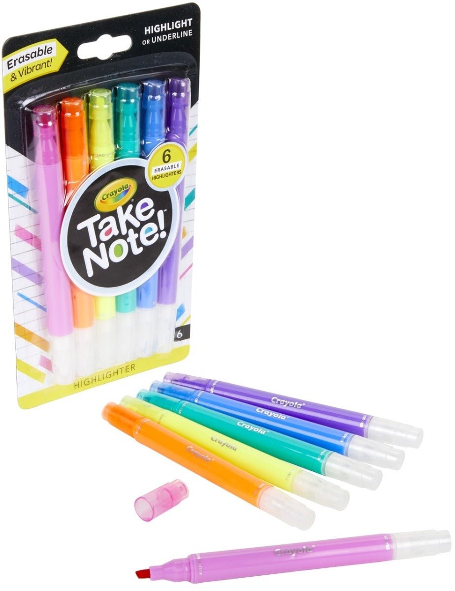 Crayola Take Note! Erasable Highlighters 6 Pack CY58 - 6504 - Colorland Toys