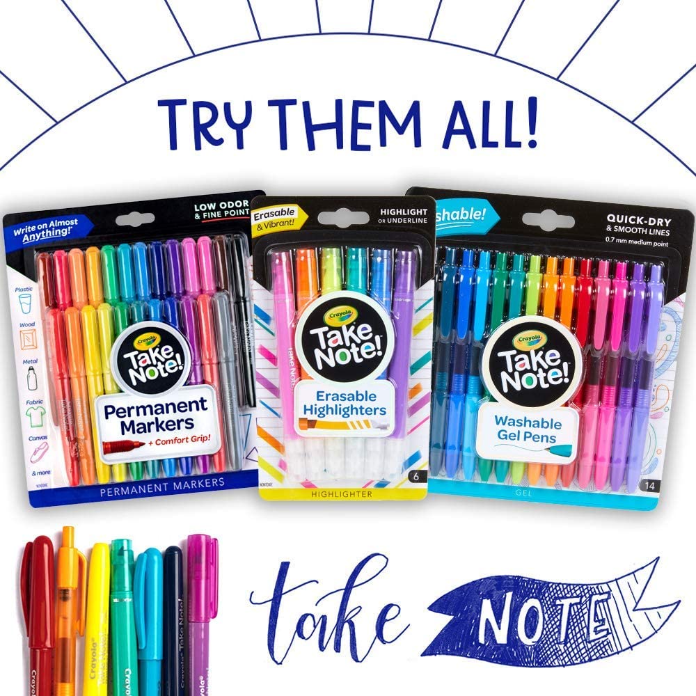 Crayola Take Note Felt - Tip Pens 6 Pack CY58 - 6532 - Colorland Toys