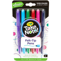 Crayola Take Note Felt - Tip Pens 6 Pack CY58 - 6532 - Colorland Toys