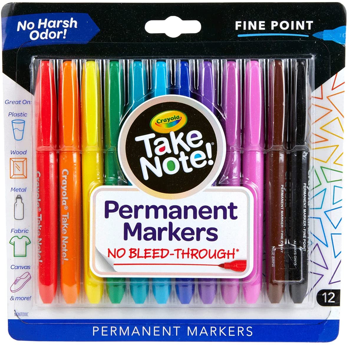 Crayola Take Note Permanent Markers 12ct 58 - 6426 - Colorland Toys