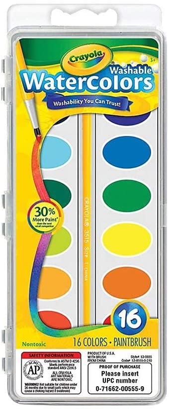 Crayola Washable Watercolors Pan with Brush 16ct 53 - 0555 - Colorland Toys