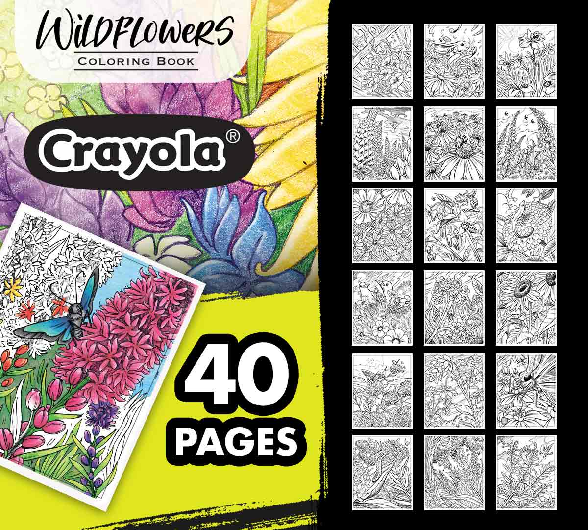Crayola Wildflower Adult Coloring Book 40pages CY04 - 1135 - Colorland Toys