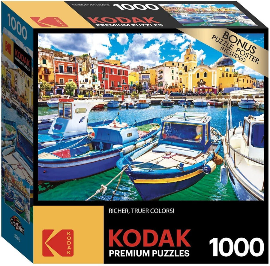 CraZart Kodak 1000 Pieces Puzzle Asst. Colorful Procida Island And Boats Italy