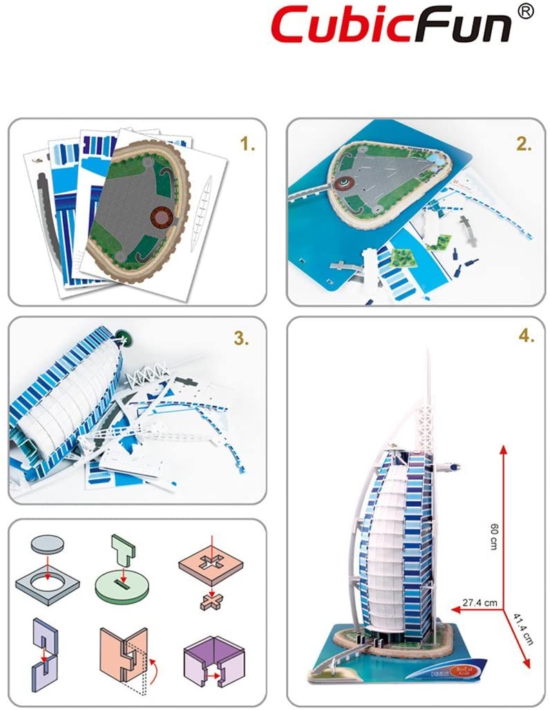 CubicFun Burj Al Arab 3D Puzzle Set 101 Pieces MC101H - Colorland Toys