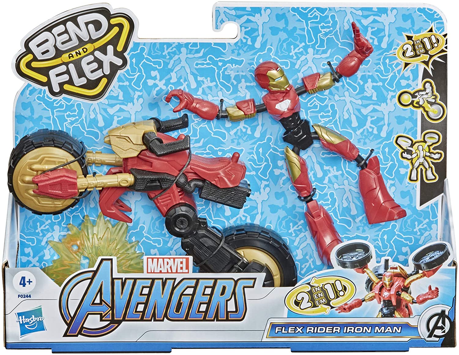 Marvel Bend and Flex Flex Rider Iron Man and 2-In-1 Motorcycle F0244 - Colorland Toys