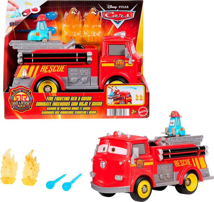 Disney Pixar Cars Radiator Springs Race & Rescue Fire Truck Red & Guido JFL54