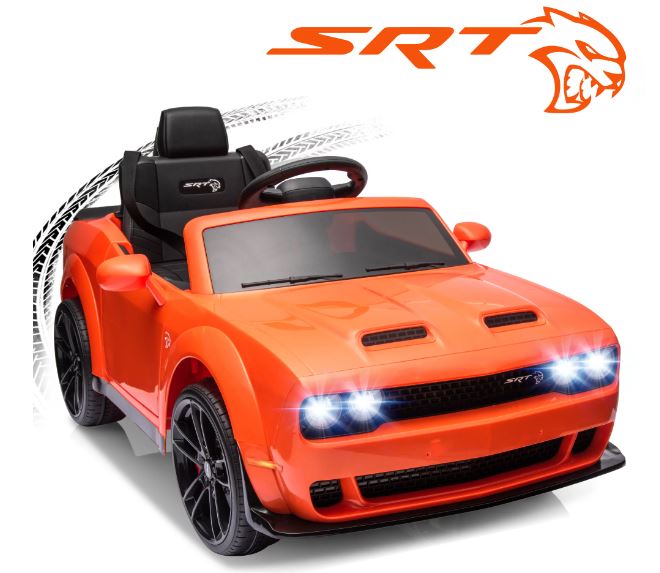 Dodge Challenger SRT Ride On Car 12V/2M,Orange - Colorland Toys