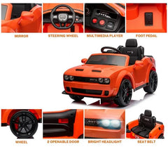 Dodge Challenger SRT Ride On Car 12V/2M,Orange - Colorland Toys