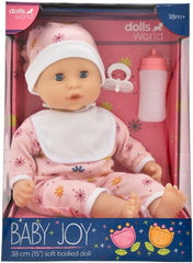 Dolls World Baby Joy 15inch Baby Doll With Sleeping Eyes Bottle & Dummy 78312 - Colorland Toys