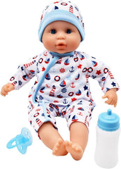 Dolls World Baby Joy 15inch Baby Doll With Sleeping Eyes Bottle & Dummy 78314 - Colorland Toys