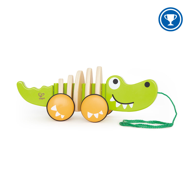 Hape Walk-A-Long Crocodile Wooden Push & Pull Toy - Colorland Toys