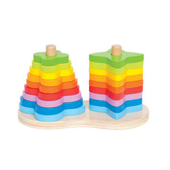 Hape Double Rainbow Stacking & Building Wooden Toy - 19pcs - Colorland Toys