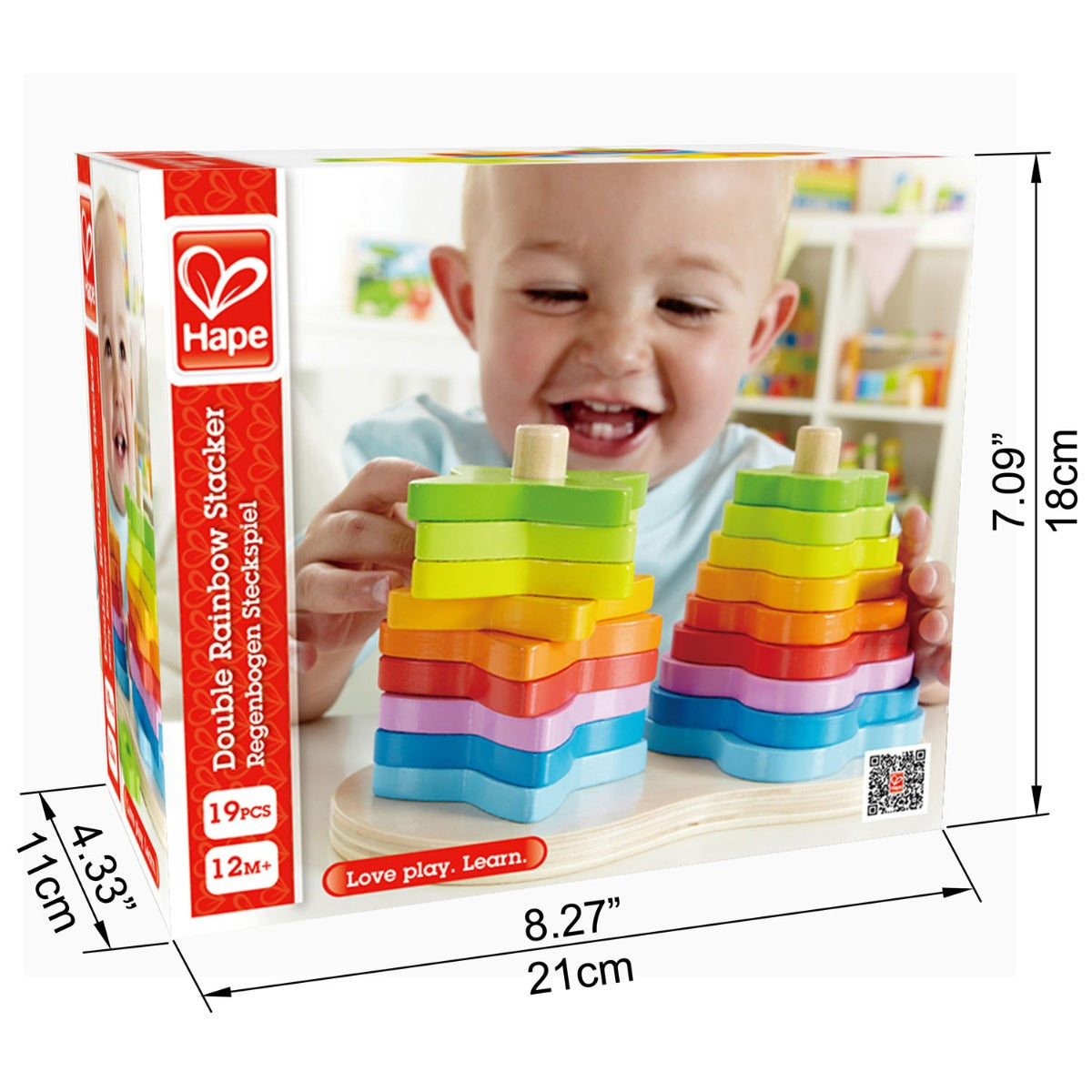 Hape Double Rainbow Stacking & Building Wooden Toy - 19pcs - Colorland Toys