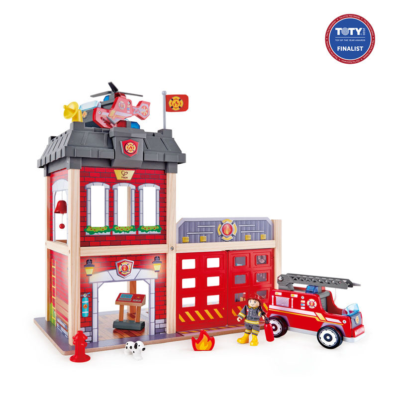 Hape Multi-Level City Fire Station & Fire Engine Toy - Colorland Toys