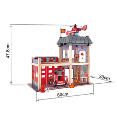 Hape Multi-Level City Fire Station & Fire Engine Toy - Colorland Toys