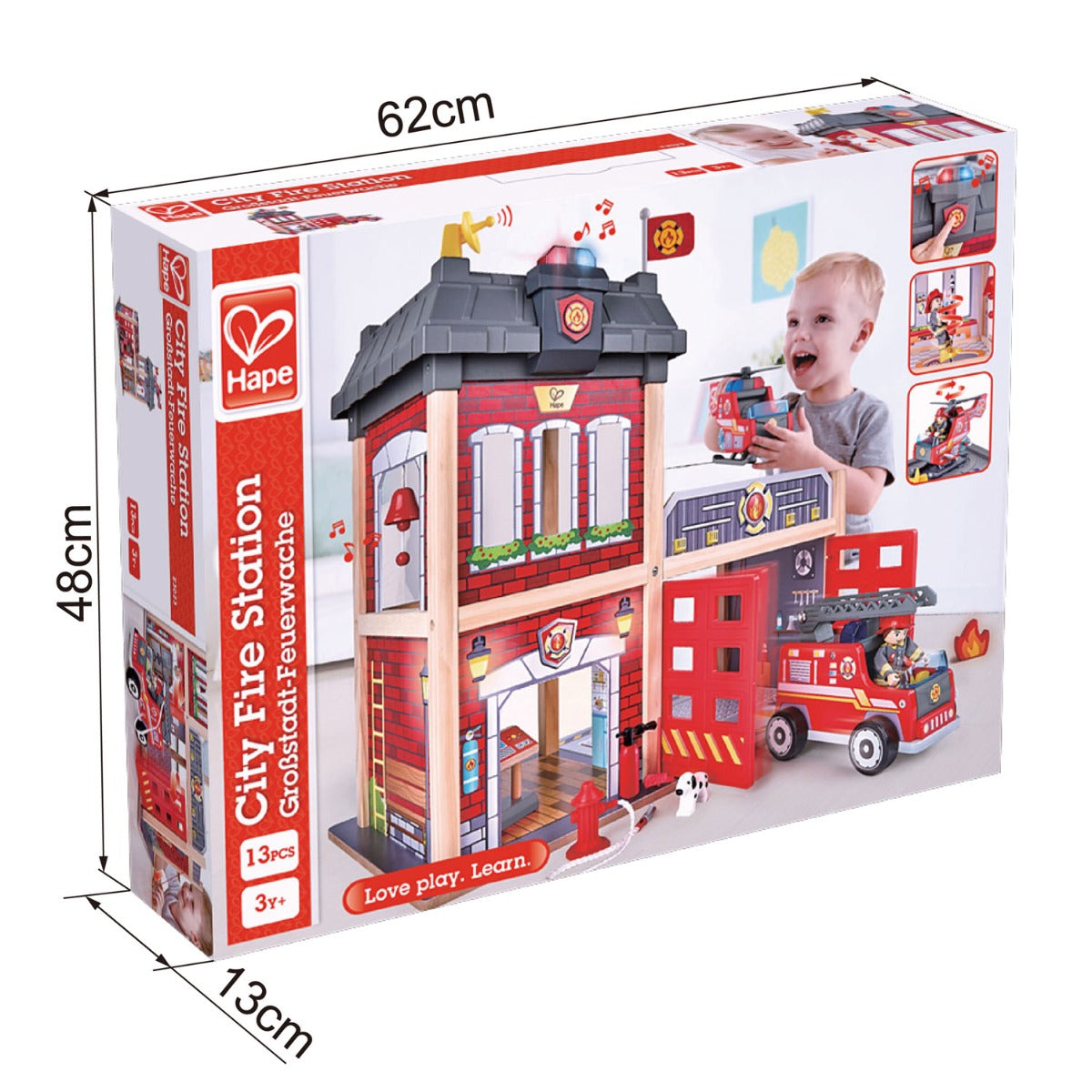 Hape Multi-Level City Fire Station & Fire Engine Toy - Colorland Toys