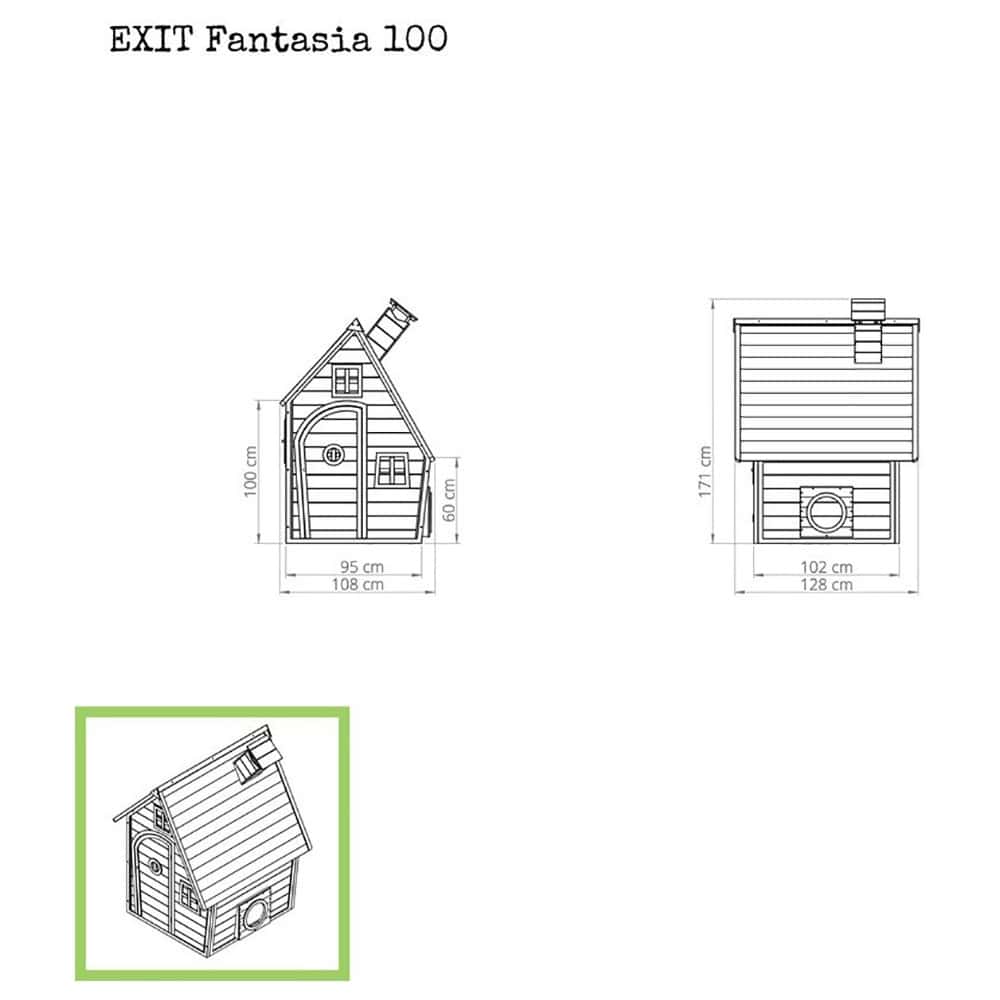 EXIT Fantasia 100 Wooden Playhouse (1.08 x 1.28 x 1.71 m, Natural) - Colorland Toys