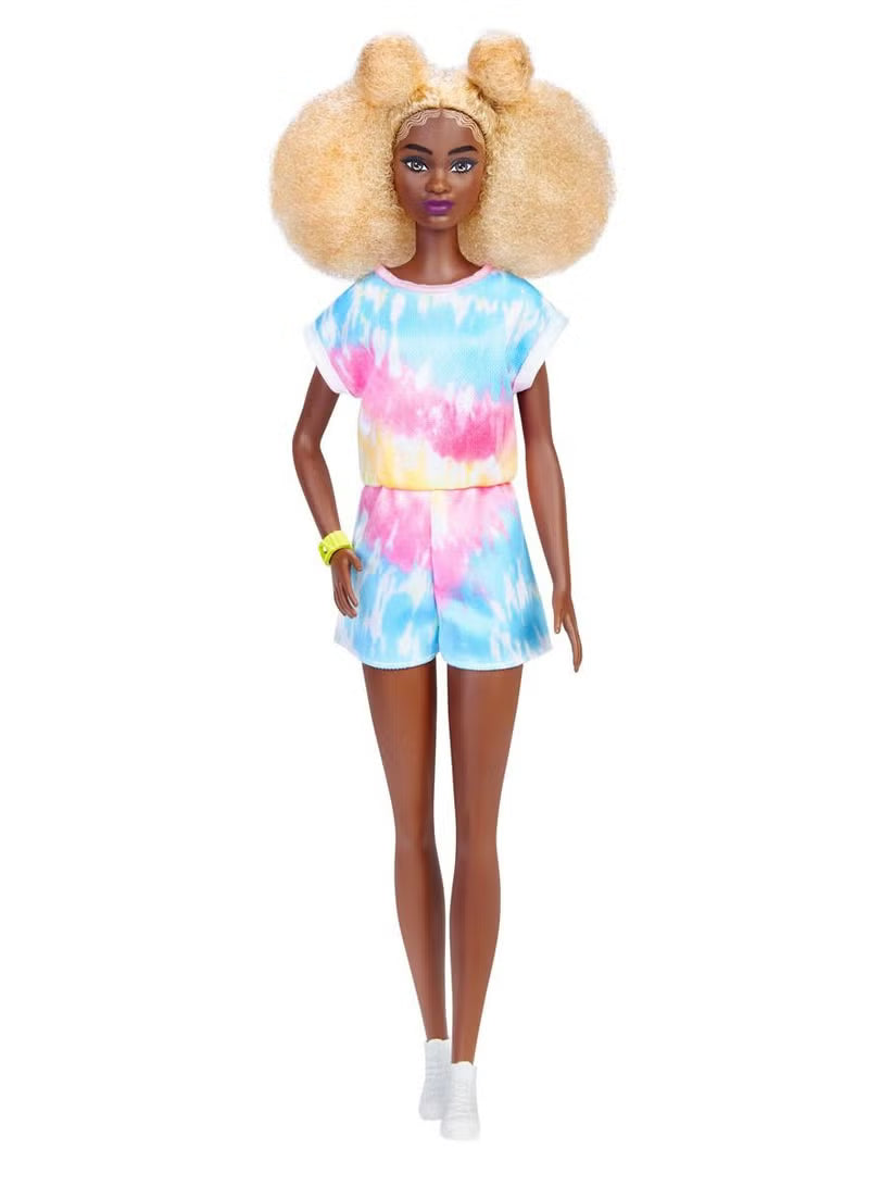 Barbie Fashionista Doll with Tie-Dye Romper Dress FBR37/HBV14 - Colorland Toys