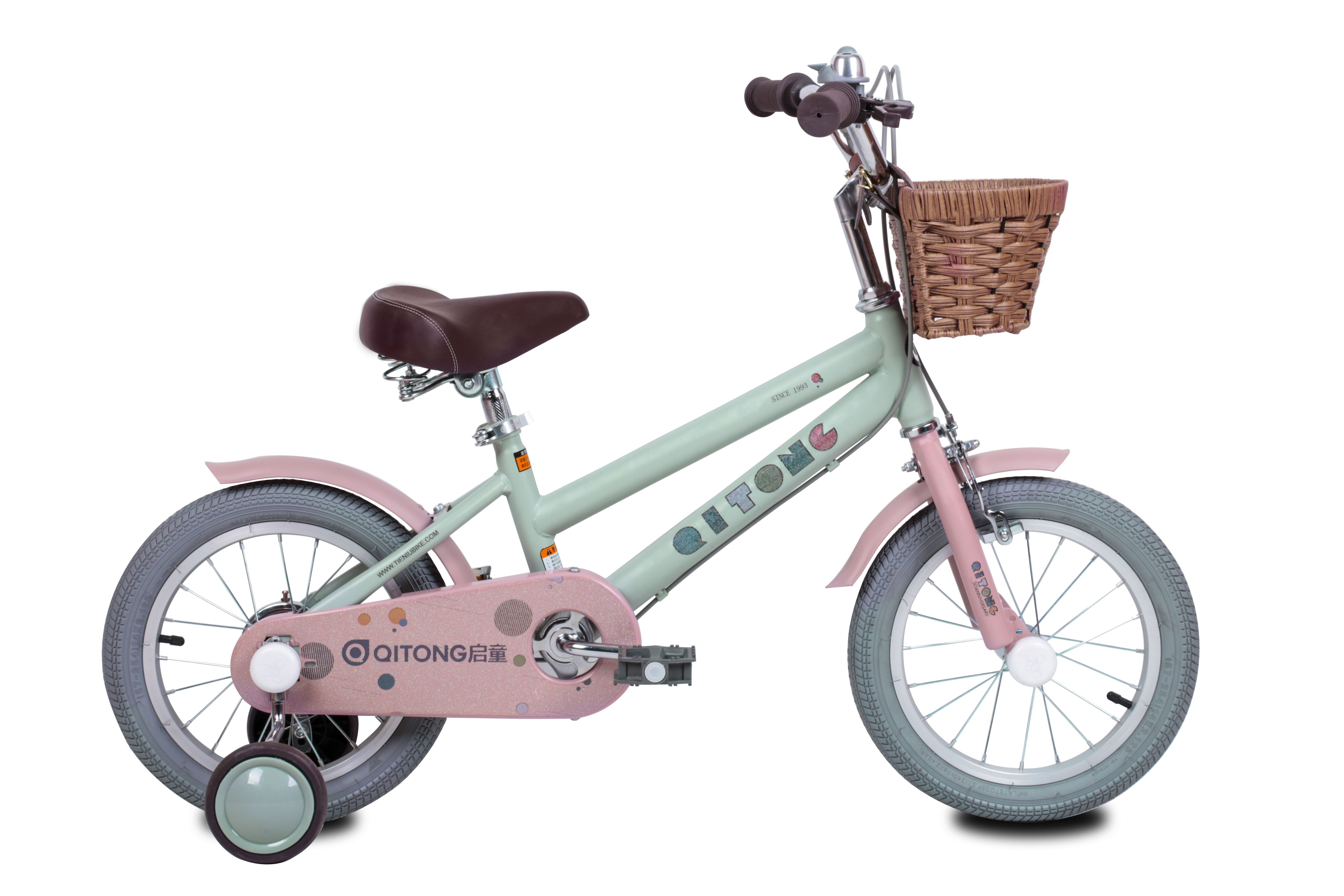 Qitong Bicycle With Basket 16 Inch Green TN23A01 16IN - Colorland Toys