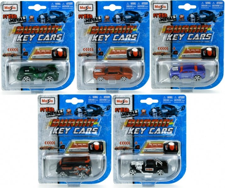 Fresh Metal Burnin Key Spring Loaded Cars 15101 - Colorland Toys