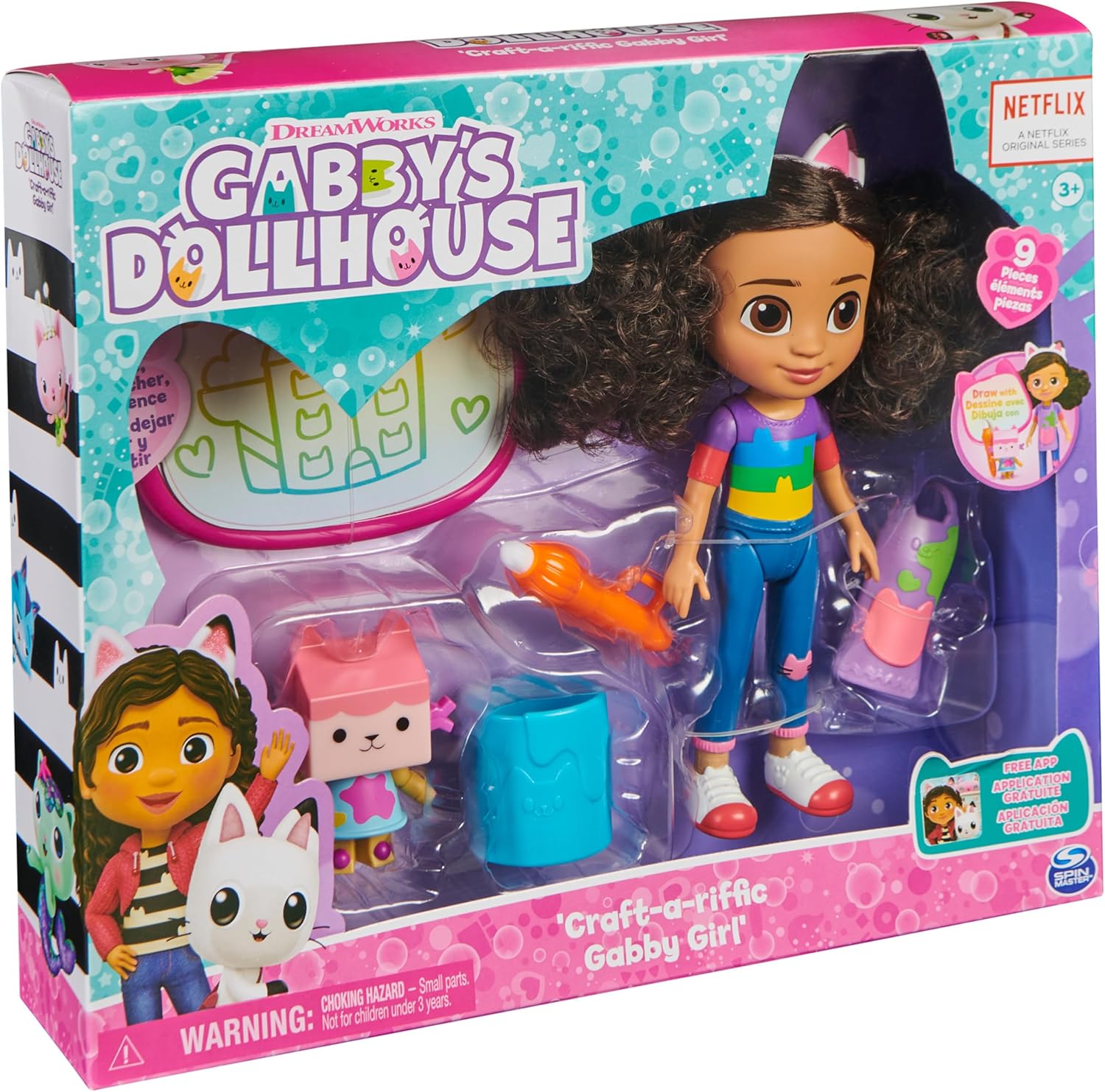 Gabby’s Dollhouse Deluxe Craft Doll Set – 8" Gabby Doll, Baby Box Cat, Magic Water Pad & Water Brush | Creative Art Playset for Kids Ages 3+ - Colorland Toys