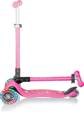 Globber Primo Foldable Fantasy Lights - Neon Pink/Flowers 434 - 110 - Colorland Toys