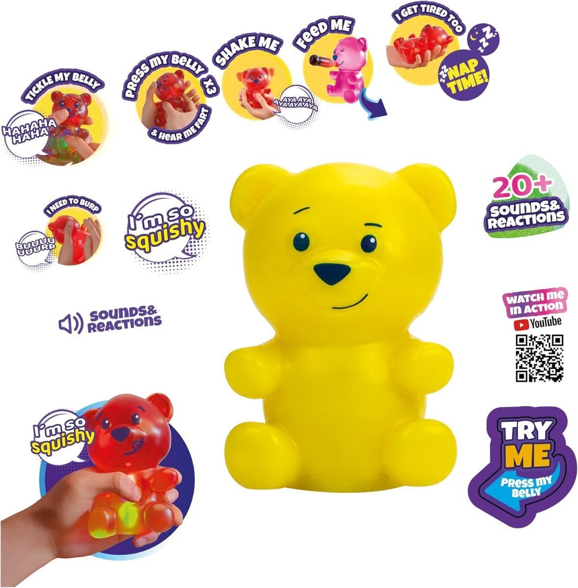 Gummymals Rubbery Squeezable Gummy Bear Shape Yellow - Colorland Toys