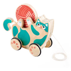 Hape 2 - in - 1 Wooden Pull - Along Roll & Rattle Kitten - Colorland Toys