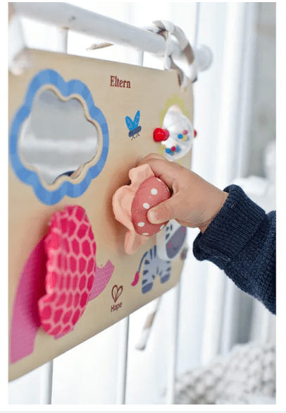 Hape Busy Buddies Crib - Sensory Activity Board - Colorland Toys