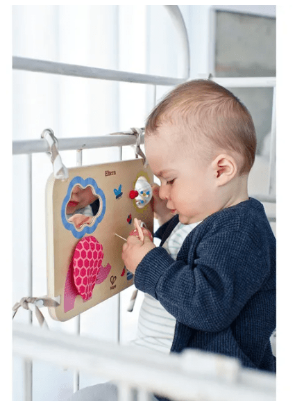 Hape Busy Buddies Crib - Sensory Activity Board - Colorland Toys