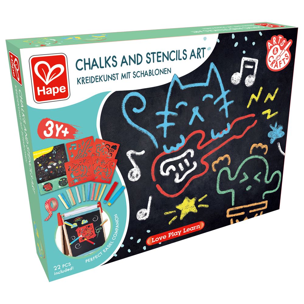 Hape - Colored Chalks & Stencils Art & Craft Set 22pcs - Colorland Toys