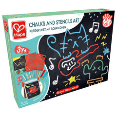 Hape - Colored Chalks & Stencils Art & Craft Set 22pcs - Colorland Toys