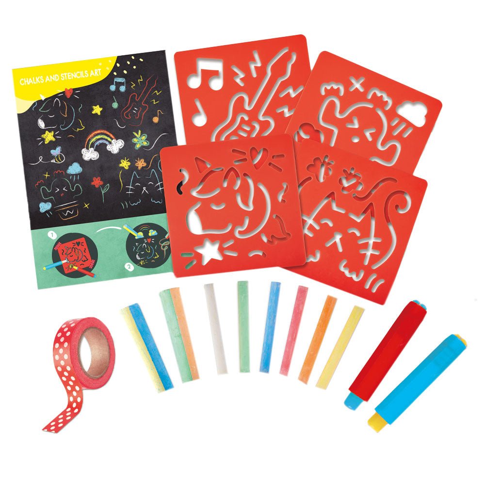 Hape - Colored Chalks & Stencils Art & Craft Set 22pcs - Colorland Toys