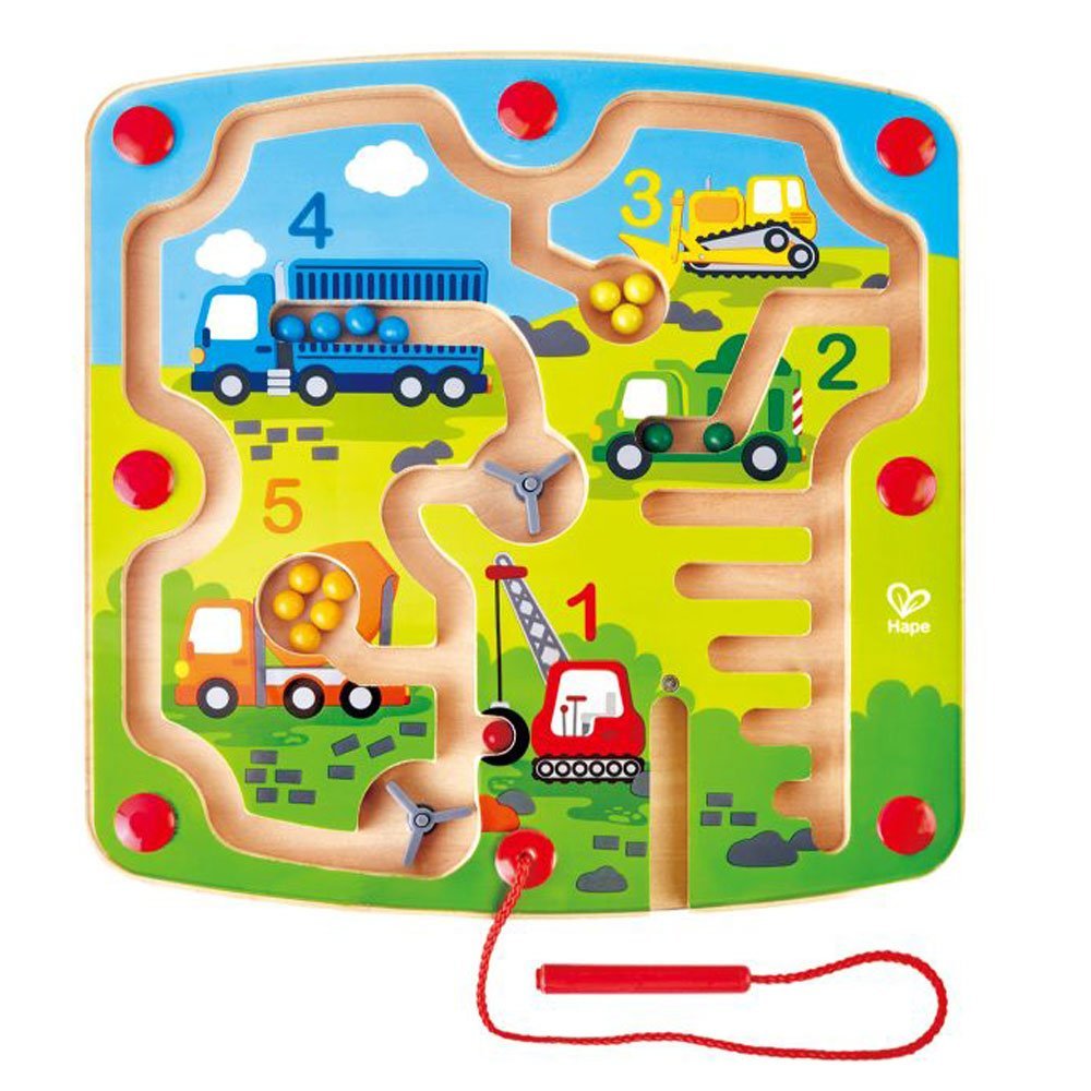 Hape Construction & Number Wooden Magnetic Ball Maze w/ Wand - Colorland Toys