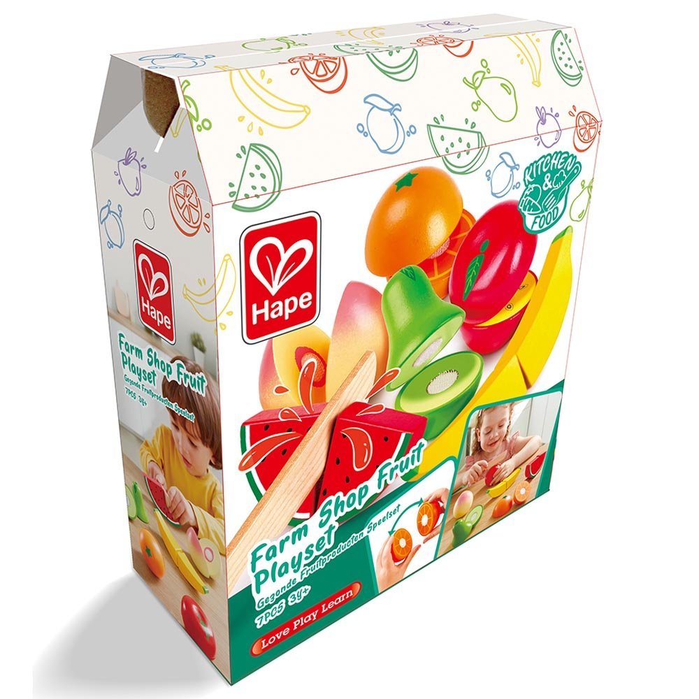 Hape Farm Shop Fruit Wooden Playset 7 pcs - Colorland Toys