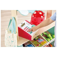 Hape Farmers Market Stall E3209 – Wooden Market Stall Playset with 62 Accessories - Colorland Toys