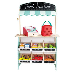 Hape Farmers Market Stall E3209 – Wooden Market Stall Playset with 62 Accessories - Colorland Toys