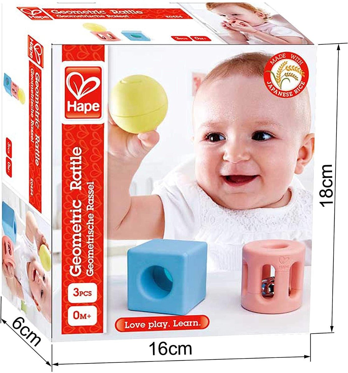 Hape Geometric Rattle Rice - Based Infant Toy - Colorland Toys