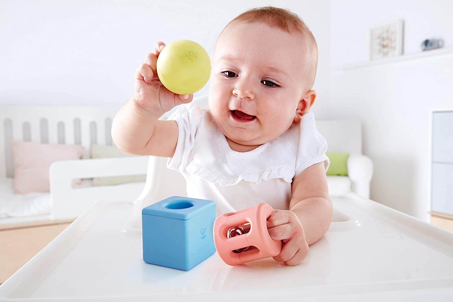Hape Geometric Rattle Rice - Based Infant Toy - Colorland Toys