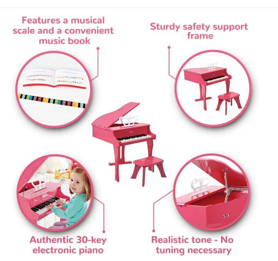 Hape Happy Grand Piano Pink E0319 - Colorland Toys