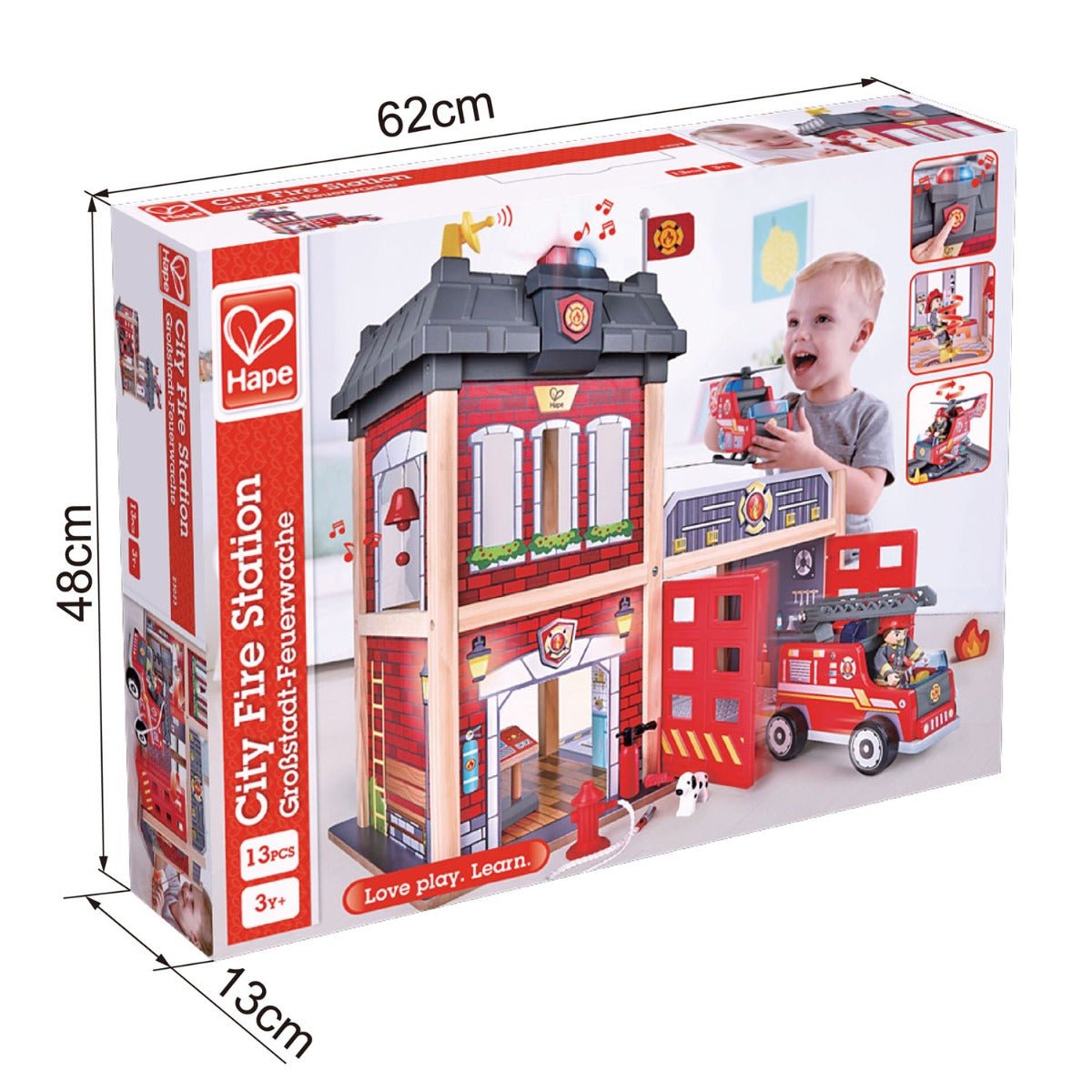 Hape Multi - Level City Fire Station & Fire Engine Toy - Colorland Toys