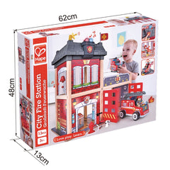 Hape Multi - Level City Fire Station & Fire Engine Toy - Colorland Toys