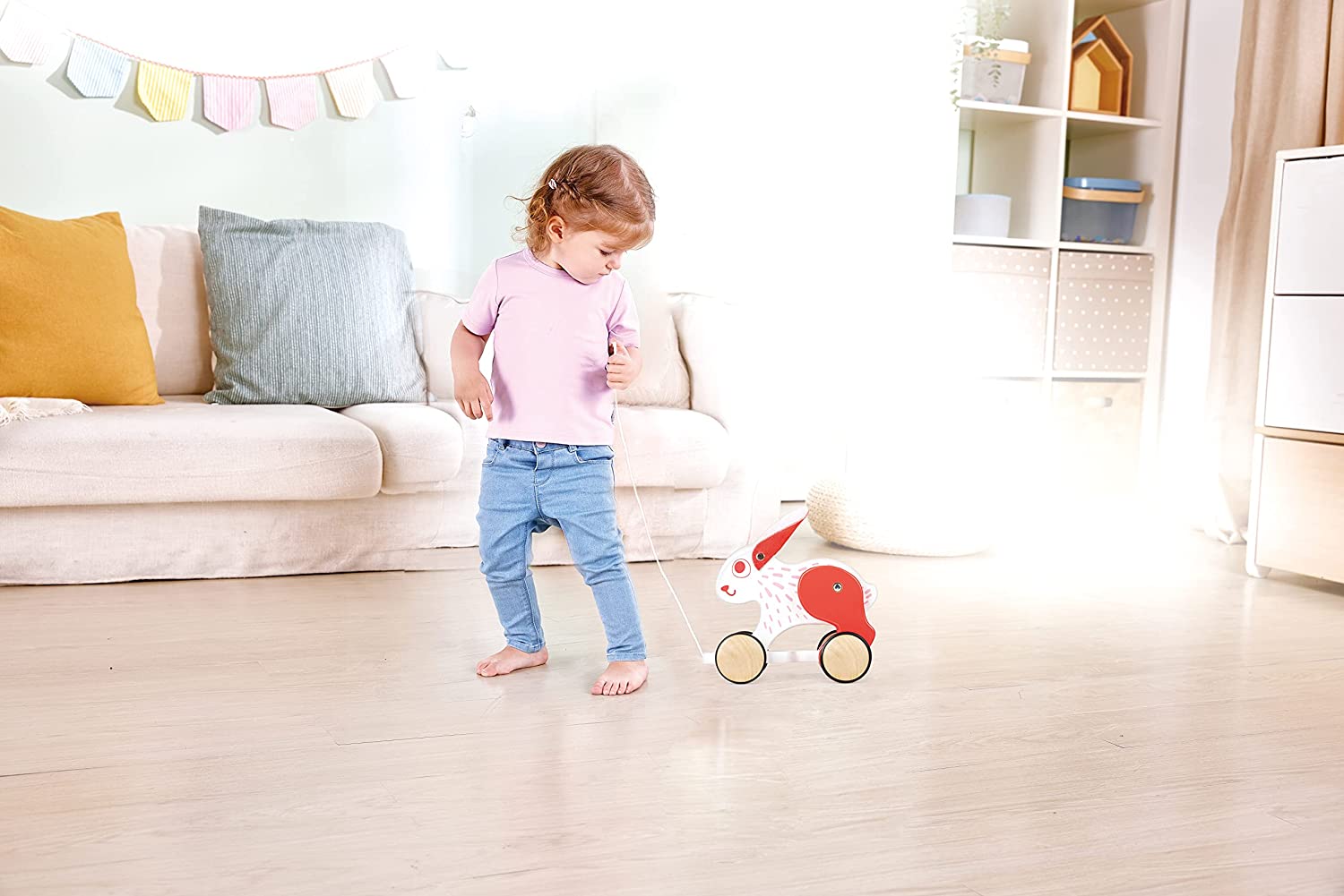 Hape Push and Pull Bunny Wooden Pull Along Toy - Colorland Toys