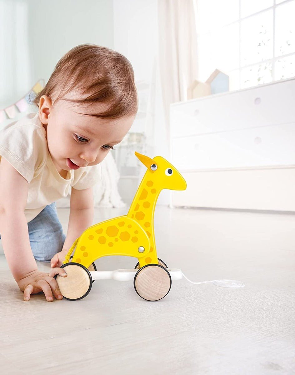 Hape Push and Pull Giraffe Wooden Pull Along Toy - Colorland Toys