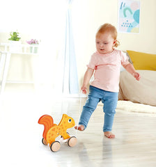 Hape Push and Pull Squirrel Wooden Pull Along Toy - Colorland Toys