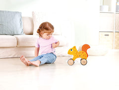 Hape Push and Pull Squirrel Wooden Pull Along Toy - Colorland Toys