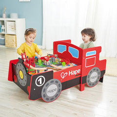 Hape Ride - On Engine Wooden Railway Set Play Table 32pcs - Colorland Toys