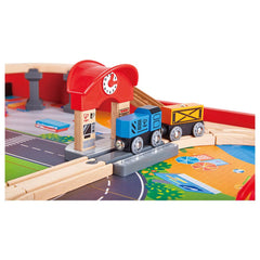 Hape Ride - On Engine Wooden Railway Set Play Table 32pcs - Colorland Toys