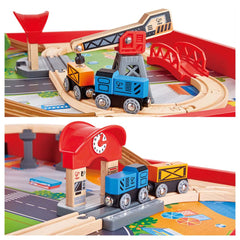 Hape Ride - On Engine Wooden Railway Set Play Table 32pcs - Colorland Toys