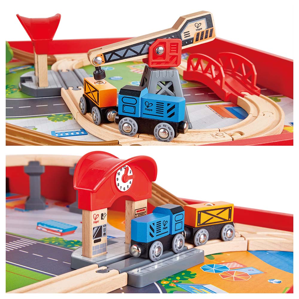 Hape Ride - On Engine Wooden Railway Set Play Table 32pcs - Colorland Toys